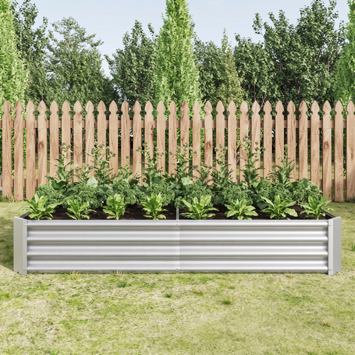 Metal Raised Garden Bed 6x3x1 ft - Galvanized Steel Rectangle Planter for Vegetables, Herbs & Flowers