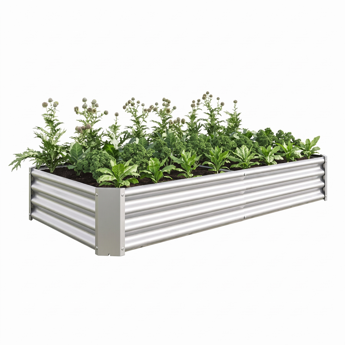 Metal Raised Garden Bed 6x3x1 ft - Galvanized Steel Rectangle Planter for Vegetables, Herbs & Flowers