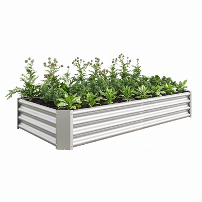 Metal Raised Garden Bed 6x3x1 ft - Galvanized Steel Rectangle Planter for Vegetables, Herbs & Flowers