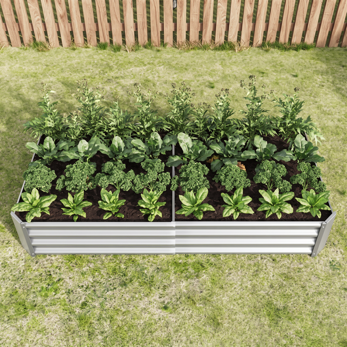 Metal Raised Garden Bed 6x3x1 ft - Galvanized Steel Rectangle Planter for Vegetables, Herbs & Flowers