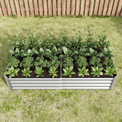Metal Raised Garden Bed 6x3x1 ft - Galvanized Steel Rectangle Planter for Vegetables, Herbs & Flowers