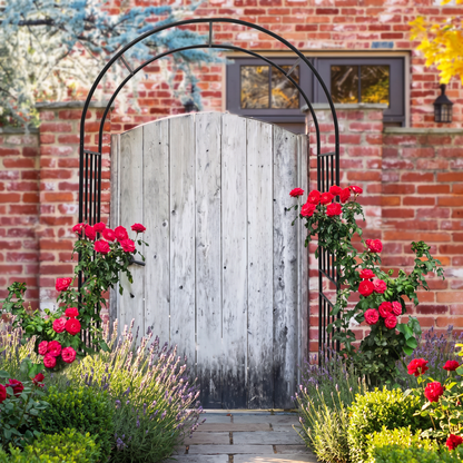 Metal Garden Arch for Climbing Plants - Rose Arch Outdoor Trellis, 85.8" H, Black