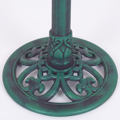 Green Pedestal Bird Bath - Weather-Resistant Resin, 28" Tall Garden Decor