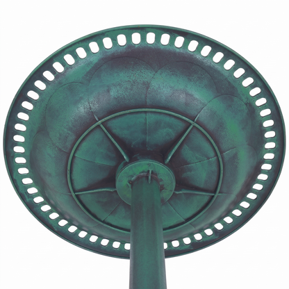Green Pedestal Bird Bath - Weather-Resistant Resin, 28" Tall Garden Decor