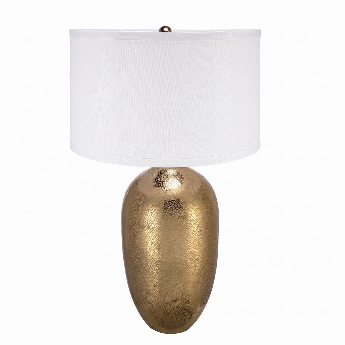 Gold Aluminum Table Lamp with White Fabric Shade - 18x31 inch Modern Bedside Lamp