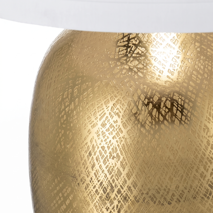 Gold Aluminum Table Lamp with White Fabric Shade - 18x31 inch Modern Bedside Lamp