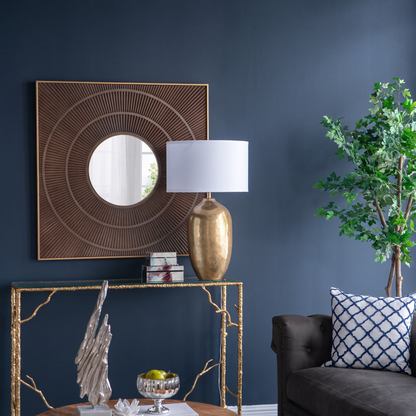 Gold Aluminum Table Lamp with White Fabric Shade - 18x31 inch Modern Bedside Lamp