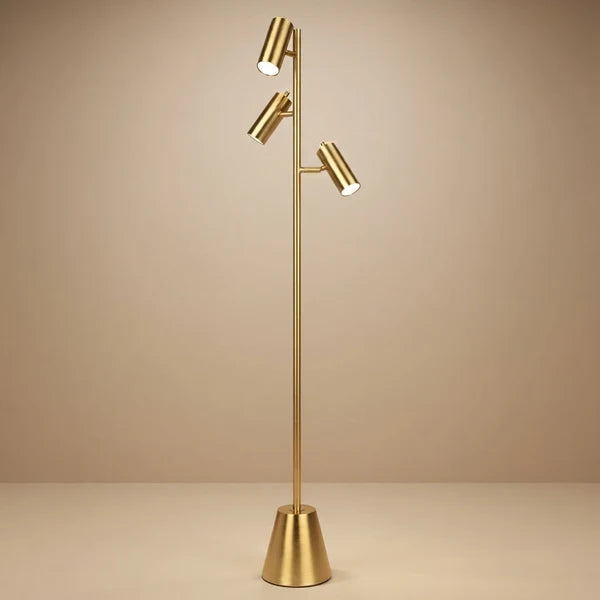 Lumina Gold Floor Lamp - Triple Spotlight with Rotary Switch