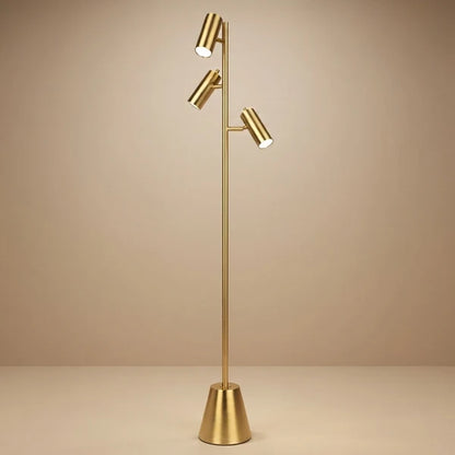 Lumina Gold Floor Lamp - Triple Spotlight with Rotary Switch