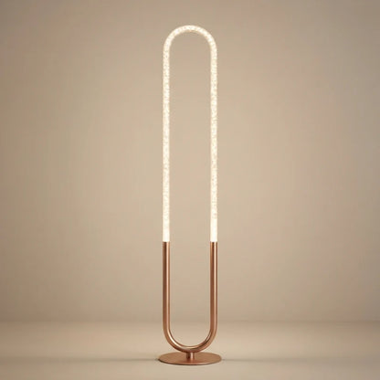 Zeon LED Arc Floor Lamp - 60-Inch, U-Shape, Coarse Gold & Clear Acrylic, 6W, No Bulb Needed
