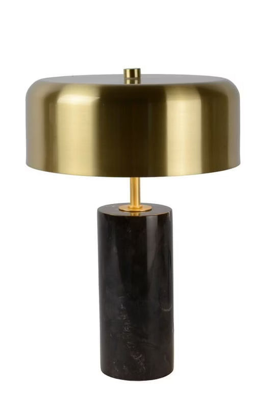 Modern Marble Desk Lamp with Gold & White Drum Shade