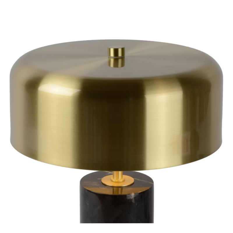 Modern Marble Desk Lamp with Gold & White Drum Shade