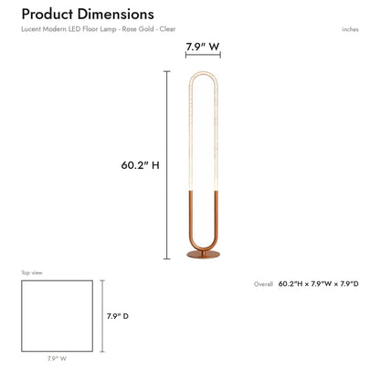Zeon LED Arc Floor Lamp - 60-Inch, U-Shape, Coarse Gold & Clear Acrylic, 6W, No Bulb Needed