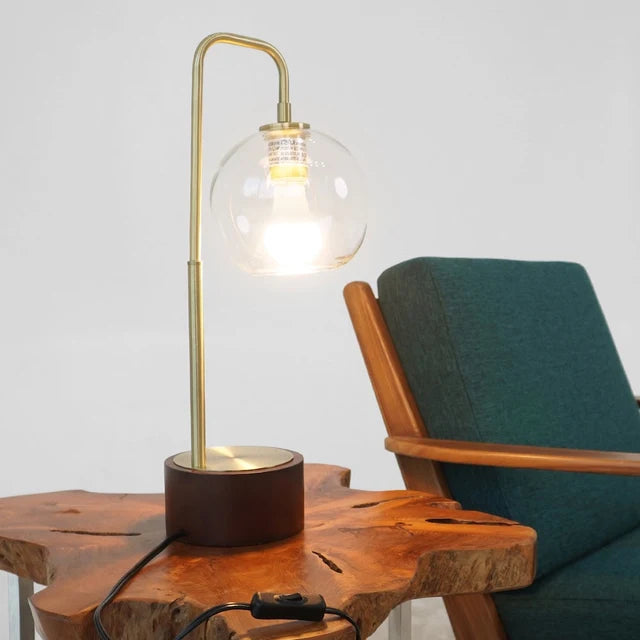 LuxeRay Glass Globe Arched Table Lamp - Bronze Mid-Century Modern Desk Light