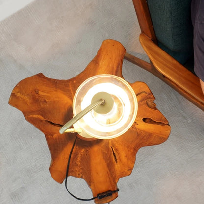 LuxeRay Glass Globe Arched Table Lamp - Bronze Mid-Century Modern Desk Light