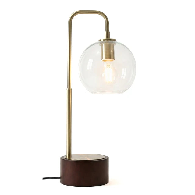 LuxeRay Glass Globe Arched Table Lamp - Bronze Mid-Century Modern Desk Light