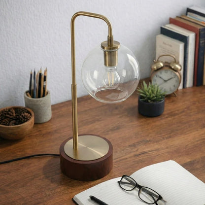 LuxeRay Glass Globe Arched Table Lamp - Bronze Mid-Century Modern Desk Light