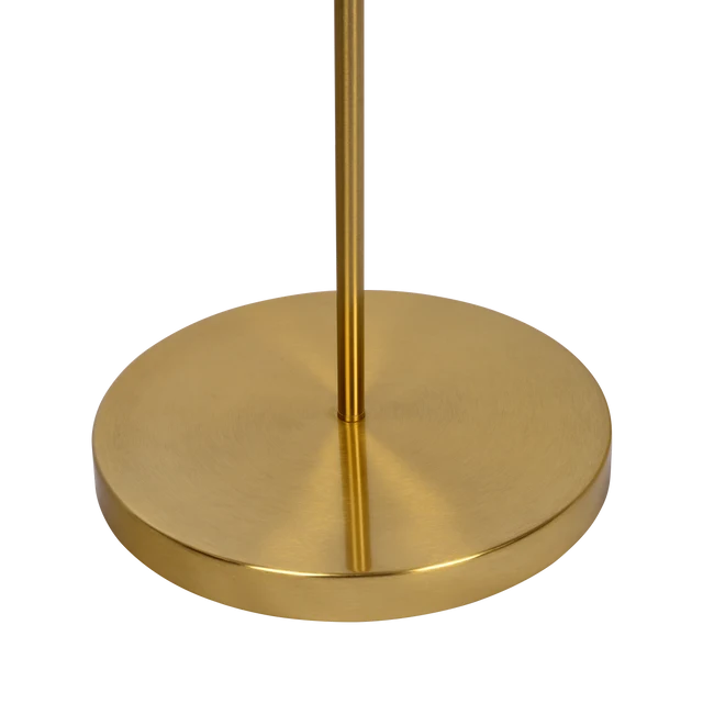 Brass Ring Floor Lamp - Curved Stand with White Drum Shade