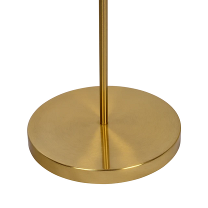 Brass Ring Floor Lamp - Curved Stand with White Drum Shade