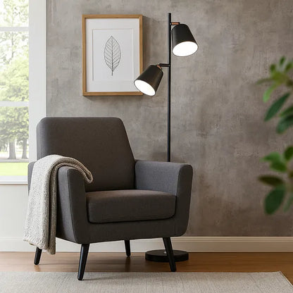 Axis Brass Gold Floor Lamp - Double Spotlight with 4-Way Switch