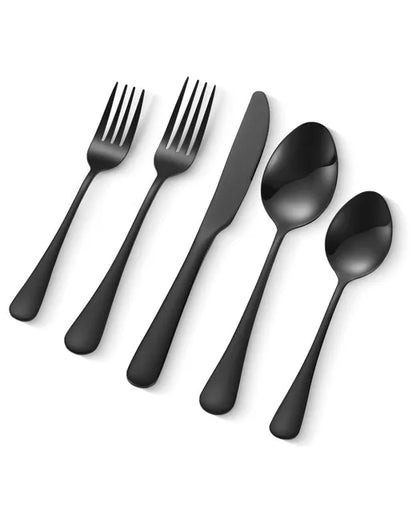 30-Piece Silverware Set for 6 - 18/0 Stainless Steel, Dishwasher Safe, Black