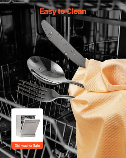 30-Piece Silverware Set for 6 - 18/0 Stainless Steel, Dishwasher Safe, Black