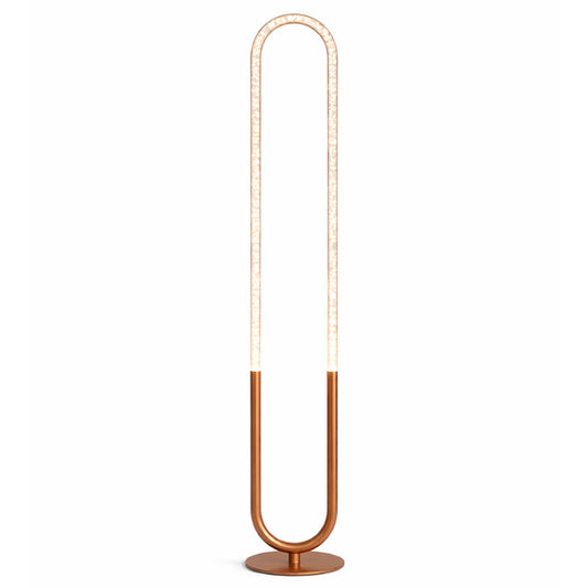 Zeon LED Arc Floor Lamp - 60-Inch, U-Shape, Coarse Gold & Clear Acrylic, 6W, No Bulb Needed