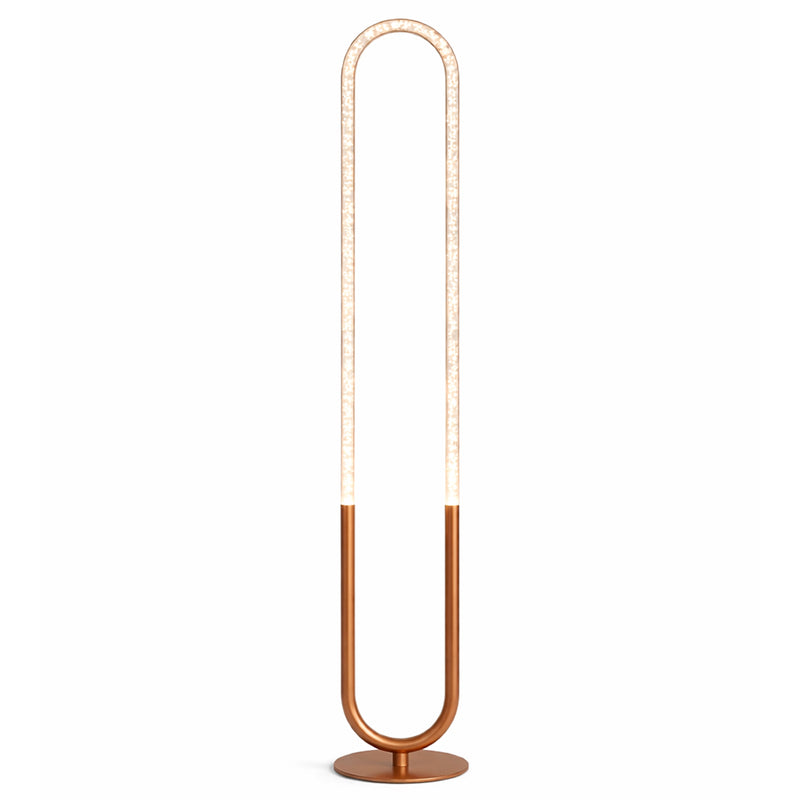 Zeon LED Arc Floor Lamp - 60-Inch, U-Shape, Coarse Gold & Clear Acrylic, 6W, No Bulb Needed