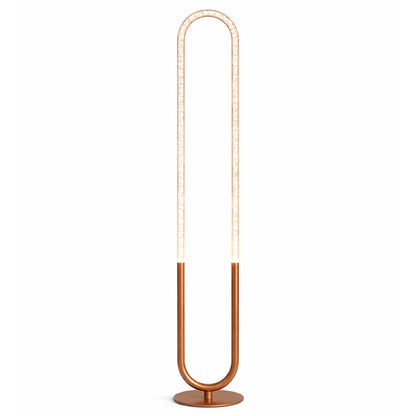 Zeon LED Arc Floor Lamp - 60-Inch, U-Shape, Coarse Gold & Clear Acrylic, 6W, No Bulb Needed