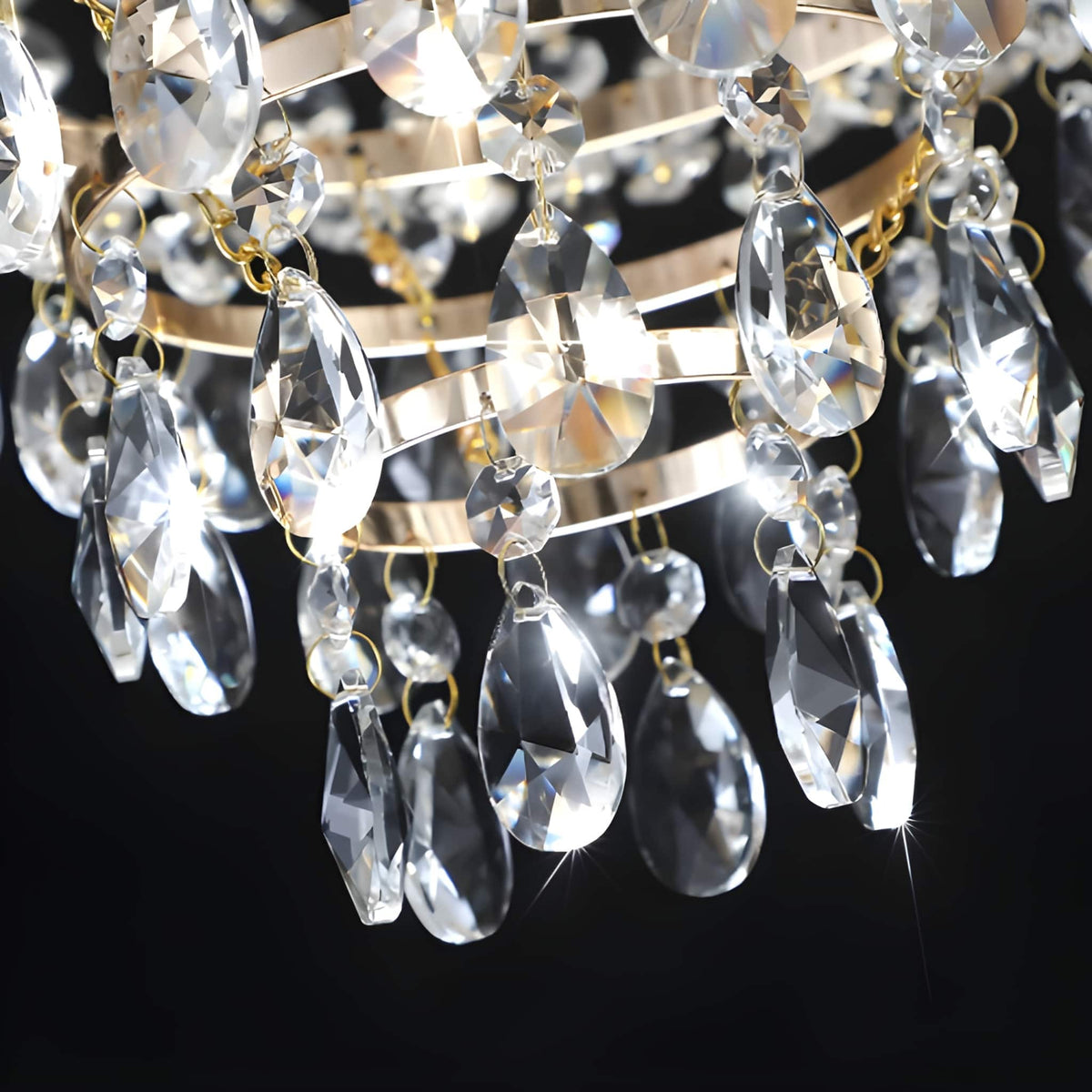 Large Gold Crystal Chandelier - K9 Crystal, Modern Luxury, 10x E12, Adjustable Height, Bulbs Not Included