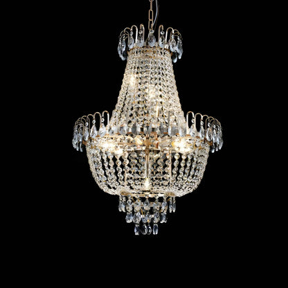 Large Gold Crystal Chandelier - K9 Crystal, Modern Luxury, 10x E12, Adjustable Height, Bulbs Not Included