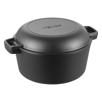 5 Qt Cast Iron Dutch Oven 2-in-1 with 9-Piece Baking Accessories Set - Black