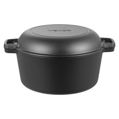 5 Qt Cast Iron Dutch Oven 2-in-1 with 9-Piece Baking Accessories Set - Black