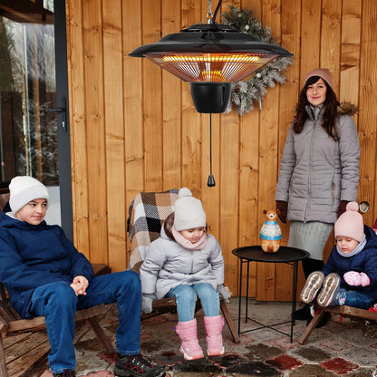 1500W Outdoor Hanging Patio Heater - Ultra-Quiet, IP23 Waterproof, Halogen, 322 sq.ft Coverage
