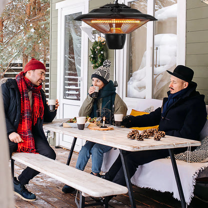 1500W Outdoor Hanging Patio Heater - Ultra-Quiet, IP23 Waterproof, Halogen, 322 sq.ft Coverage