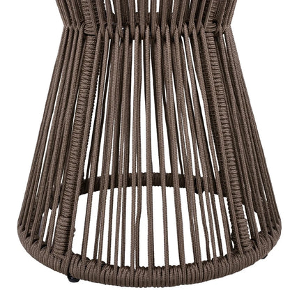 Outdoor Side Table - Dark Grey Rope & Acacia Wood | Hourglass Design, Weather Resistant