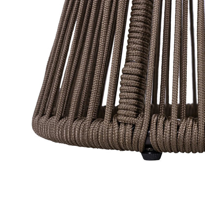 Outdoor Side Table - Dark Grey Rope & Acacia Wood | Hourglass Design, Weather Resistant