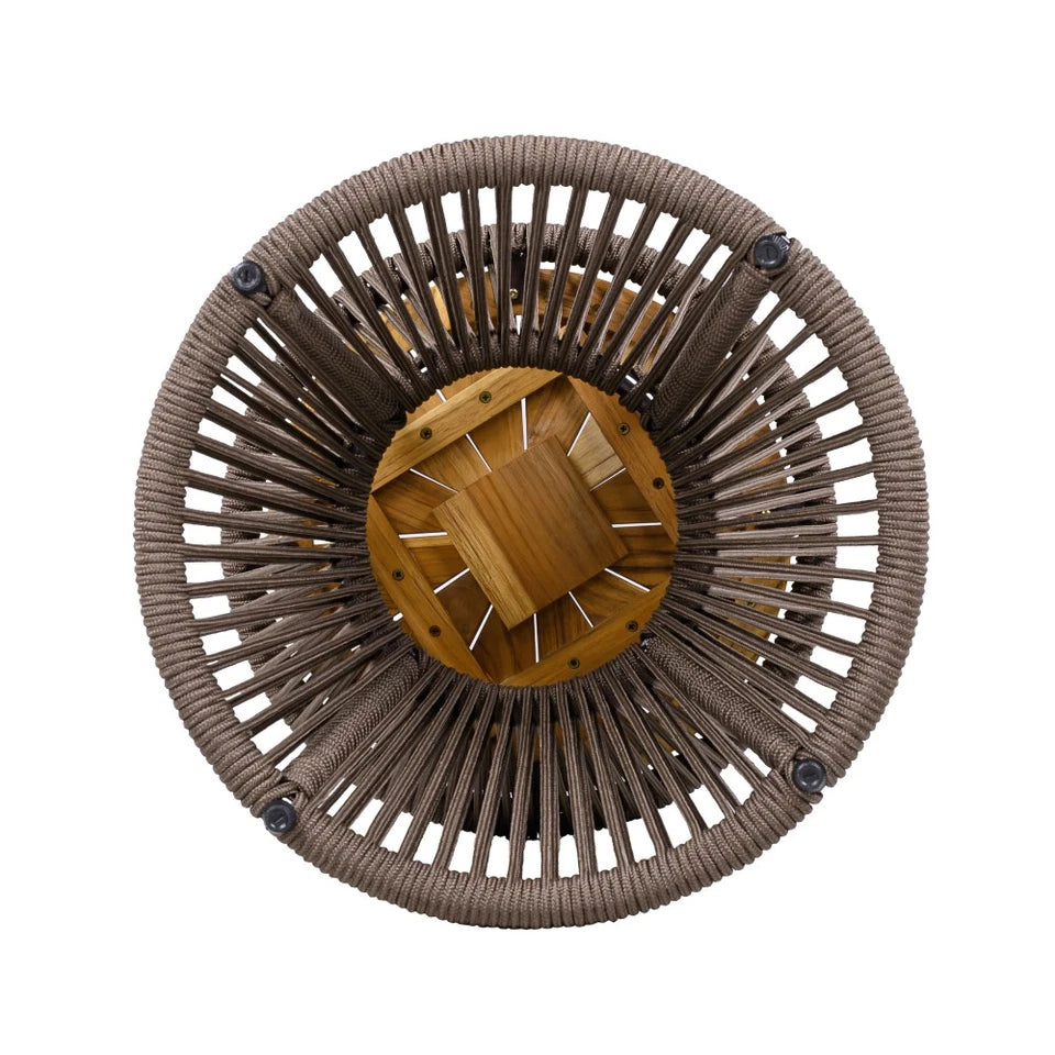 Outdoor Side Table - Dark Grey Rope & Acacia Wood | Hourglass Design, Weather Resistant