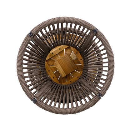 Outdoor Side Table - Dark Grey Rope & Acacia Wood | Hourglass Design, Weather Resistant