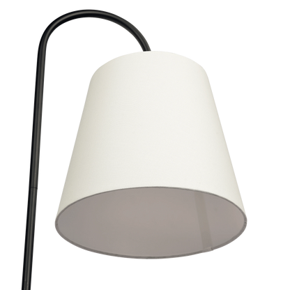 Seoul Black Floor Lamp - Wood Table & Metal Base with Rotary Switch