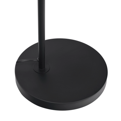 Seoul Black Floor Lamp - Wood Table & Metal Base with Rotary Switch