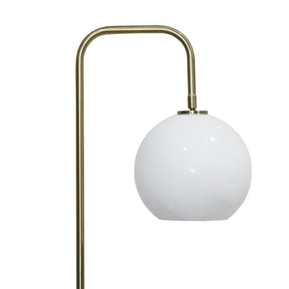 Solaris Tall Corner Floor Lamp - 63-Inch, Marble Base, Glass Shade, E26, Foot Switch, White