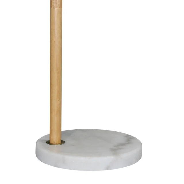 Solaris Tall Corner Floor Lamp - 63-Inch, Marble Base, Glass Shade, E26, Foot Switch, White