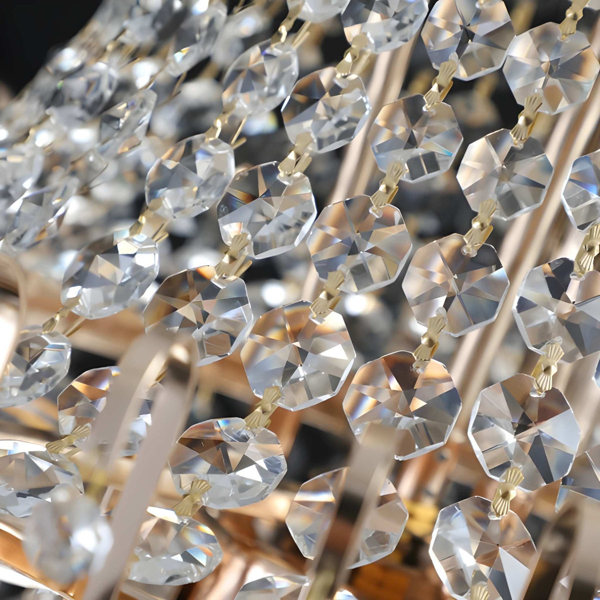 Large Gold Crystal Chandelier - K9 Crystal, Modern Luxury, 10x E12, Adjustable Height, Bulbs Not Included