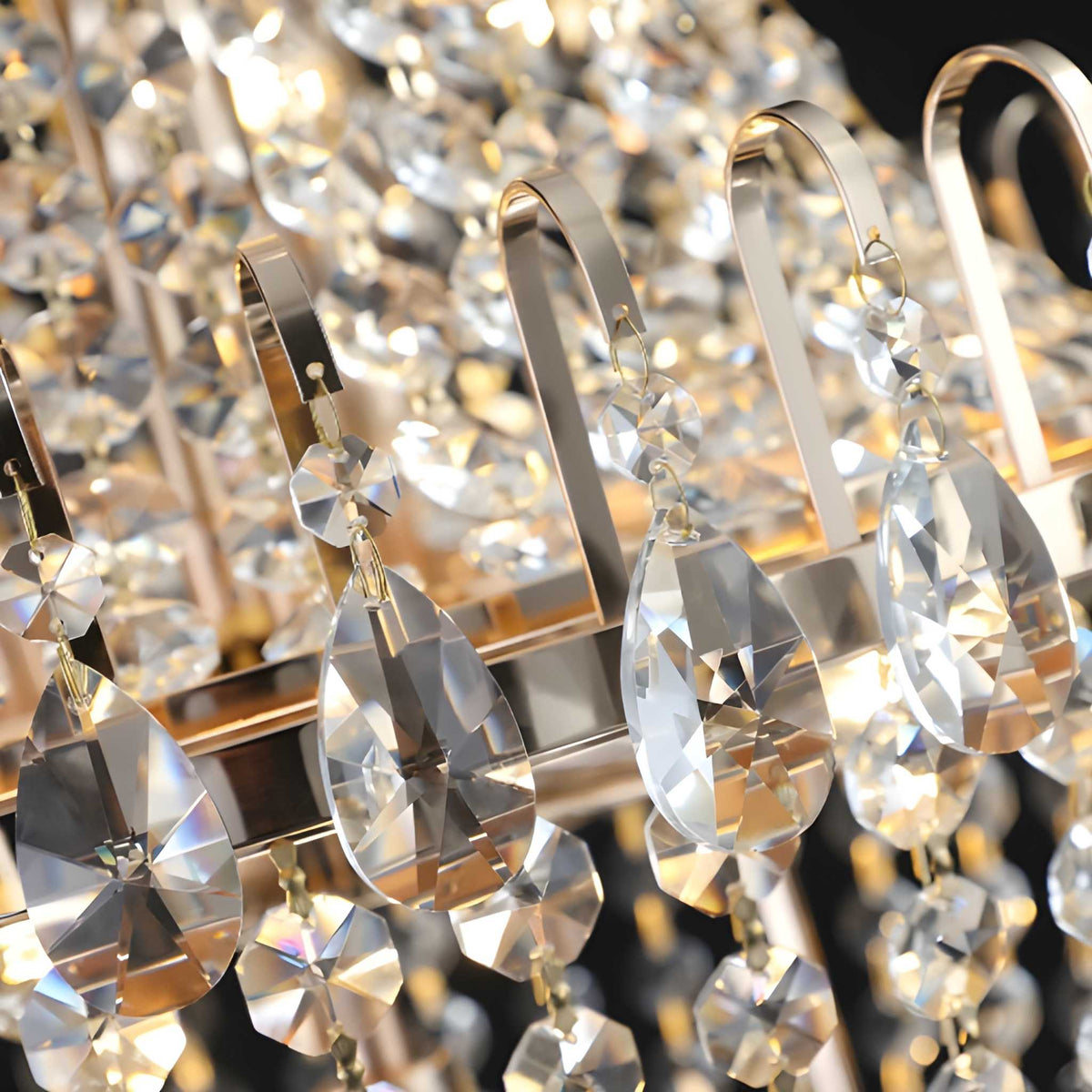 Large Gold Crystal Chandelier - K9 Crystal, Modern Luxury, 10x E12, Adjustable Height, Bulbs Not Included