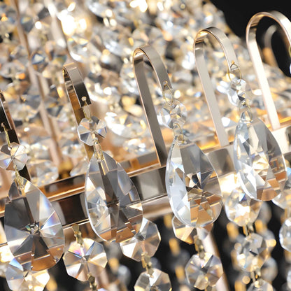Large Gold Crystal Chandelier - K9 Crystal, Modern Luxury, 10x E12, Adjustable Height, Bulbs Not Included